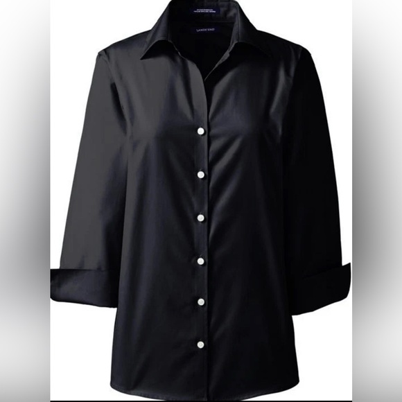 Lands End 3/4 Sleeve Button Up No Iron Broadcolth Shirt Women's Size 24W - Picture 1 of 10
